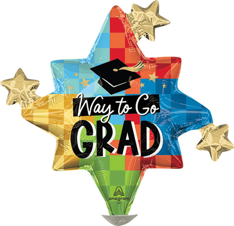 Globo Metálico Mini Shape Diploma, Check! Way To Go Grad