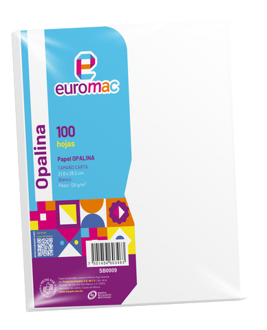 Papel Opalina Euromac Blanca 125G C/100