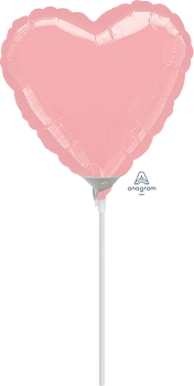 Globo MetÌÁlico 09H Solido CorazÌ?n Rosa Pastel