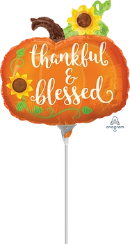 Globo Metálico Mini Shape Thankful & Blessed Pumpkin