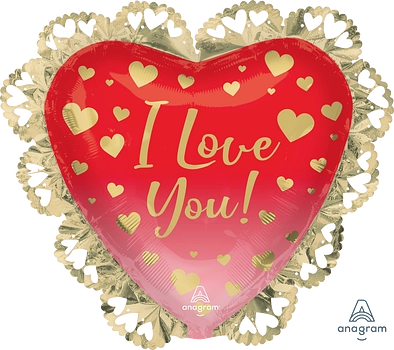 Globo Metálico Super Shp I Love You Ombre & Gold Hearts