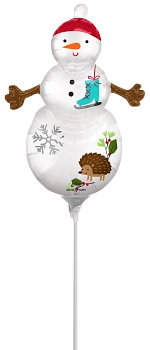 Globo Metálico Mini Shape Satin Woodland Snowman
