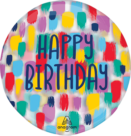 Globo MetÌÁlico 18C Clystar Clearz Painterly Happy Birthday