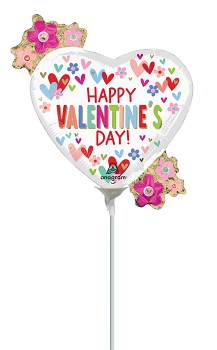 Globo Metálico Mini Shp Valentine Hearts & Daisies