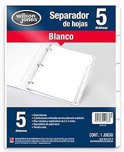Separador Wilson Jones C/5 Blanco P2188
