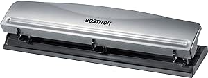 Perforadora Bostitch Metalica De 3 Orificios Plata