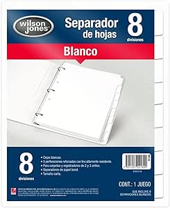 Separador Wilson Jones C/8 Blanco P2189