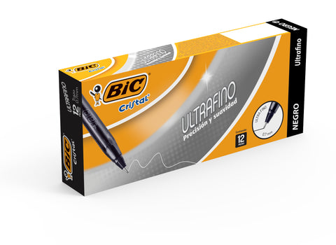 Bolígrafo Bic Ultrafino 0.7MM Negro C/12 Presición y Suavidad
