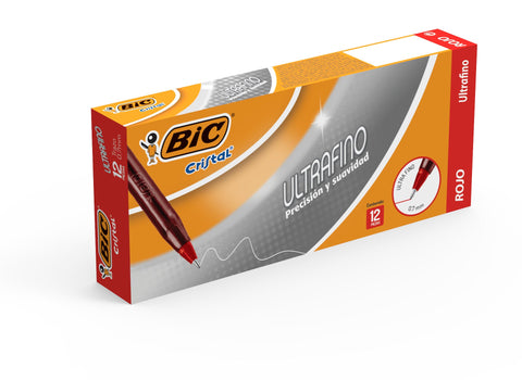 Bolígrafo Bic Ultrafino 0.7 Rojo C/12 Presición y Suavidad
