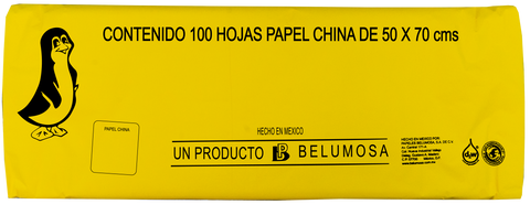 Papel China 50x75 Pingüino Pliego C/100 Amarillo Incendio
