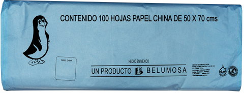 Papel China 50x75 Pliego C/100 Azul Perla
