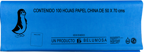 Papel China 50x75 Pingüino Pliego C/100 Azul Rey