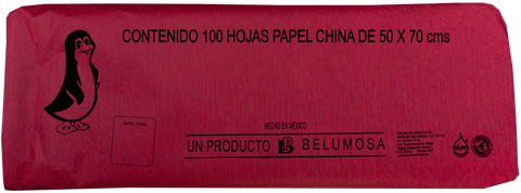 Papel China 50x75 Pingüino Pliego C/100 Escarlata