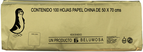 Papel China 50x75 Pliego C/100 Metálico Oro Pingüino