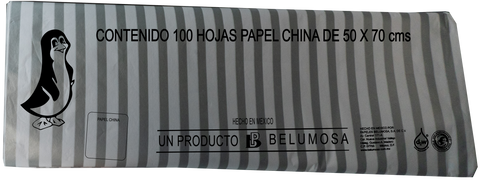 Papel China 50x75 Pliego C/100 Rayas Plata