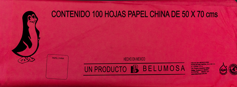 Papel China 50x75 Pingüino Pliego C/100 Rojo Bandera