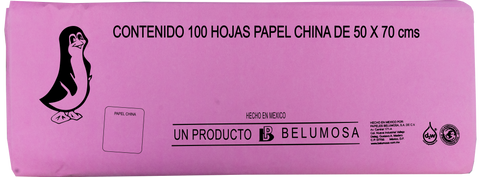 Papel China 50x75 Pingüino Pliego C/100 Rosa Palido