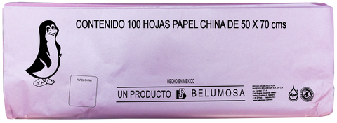 Papel China 50x75 Pliego C/100 Rosa Perla