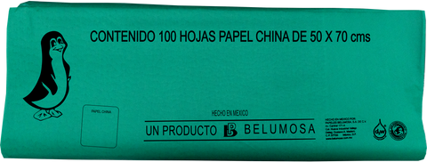 Papel China 50x75 Pingüino Pliego C/100 Verde Navidad