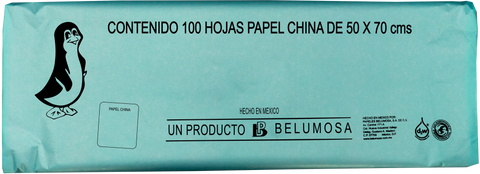 Papel China 50x75 Pliego C/100 Verde Perla