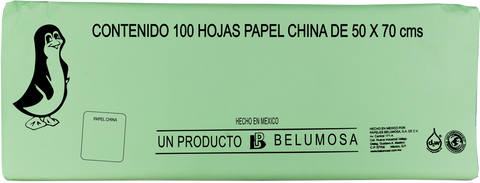 Papel China 50x75 Pingüino Pliego C/100 Verde Pistache