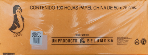Papel China 50x75 Pingüino Pliego C/100 Amarillo Oro