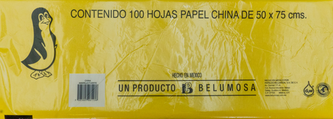Papel China 50x75 Pingüino Pliego C/100 Amarillo Fuerte