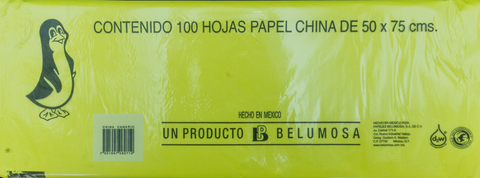 Papel China 50x75 Pingüino Pliego C/100 Canario