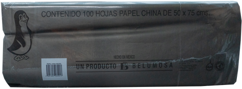 Papel China 50x75 Pingüino Pliego C/100 Negro