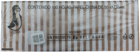 Papel China 50x75 Pliego C/100 Rayas Cobre