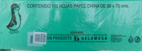 Papel China 50x75 Pingüino Pliego C/100 Verde Agua