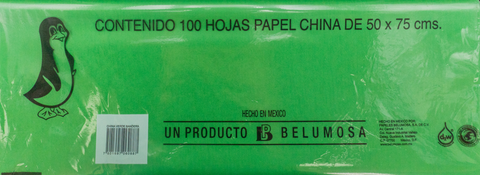 Papel China 50x75 Pingüino Pliego C/100 Verde Bandera
