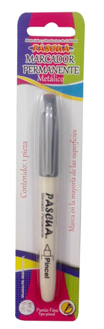 Marcador Permanente Pascua Metalico T/Pincel Plata PA-MAPIN208-PL
