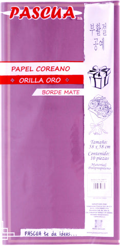 Papel Coreano Borde Mate O/Oro C/10 Lila