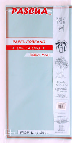 Papel Coreano Borde Mate O/Oro C/10 Menta