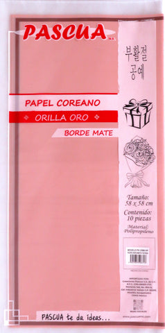 Papel Coreano Borde Mate O/Oro C/10 Palo De Rosa