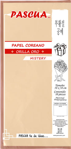 Papel Coreano Mistery O/Oro C/10 Beige
