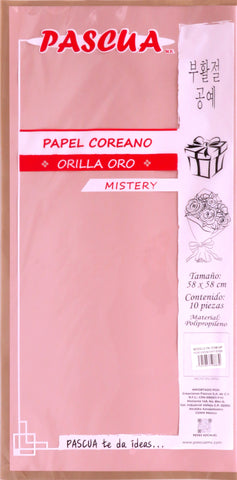 Papel Coreano Mistery O/Oro C/10 P De Rosa