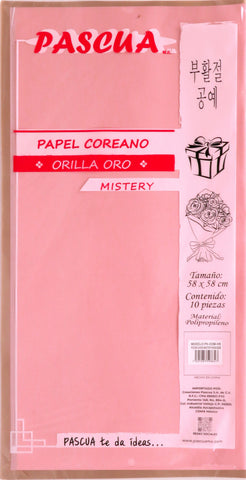 Papel Coreano Mistery O/Oro C/10 Rosa Bebe