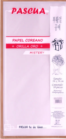 Papel Coreano Mistery O/Oro C/10 Transparente