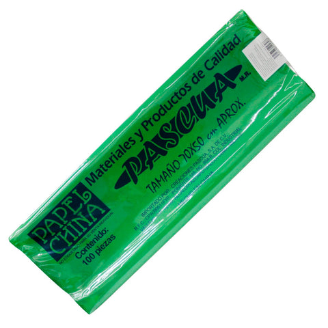 Papel China 50X75 Pliego C/100 Verde Bosque