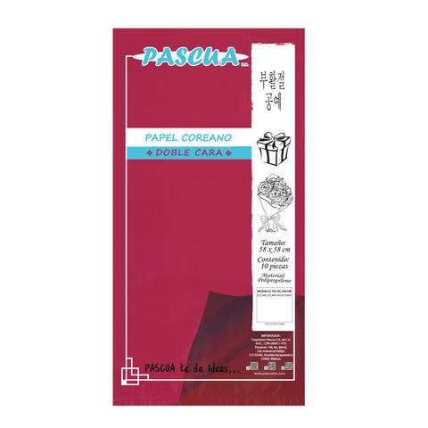 Papel Coreano Doble Cara C/10 Rojo/Vino