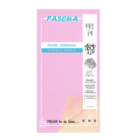 Papel Coreano Doble Cara C/10 Rosa Pastel/Carne Claro