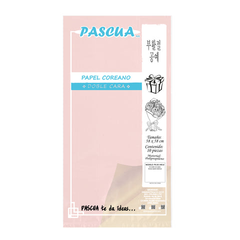 Papel Coreano Doble Cara C/10 Rosa baby/Arena