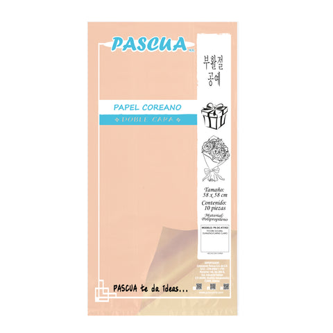 Papel Coreano Doble Cara C/10 Durazno/Carne Claro
