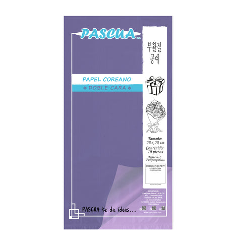 Papel Coreano Doble Cara C/10 Plumbago/Lila