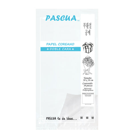 Papel Coreano Doble Cara C/10 Perla/Blanco