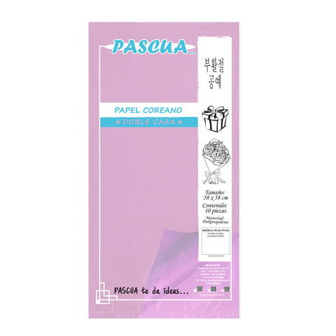 Papel Coreano Doble Cara C/10 Lila/Rosa Pastel