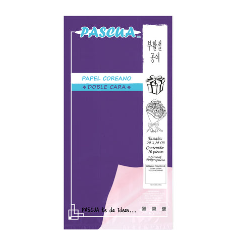 Papel Coreano Doble Cara C/10 Violeta/Rosa Baby