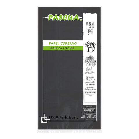 Papel Coreano Macaroon C/10 Negro